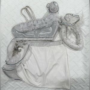 Silver & white two-piece latin dance costume